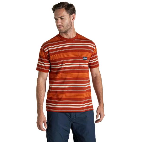 Craghoppers Mens Pointer Striped Short-Sleeved T-Shirt - Red Beach - 