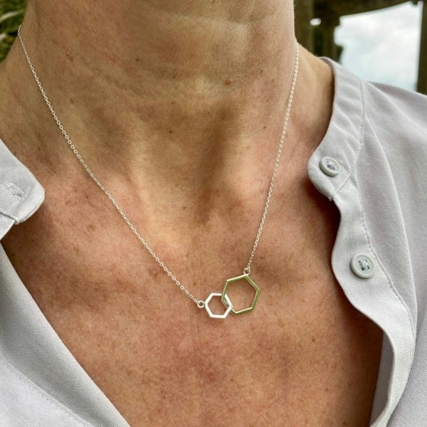 Twin Hexagons Sterling Silver Necklace - Reeves & Reeves