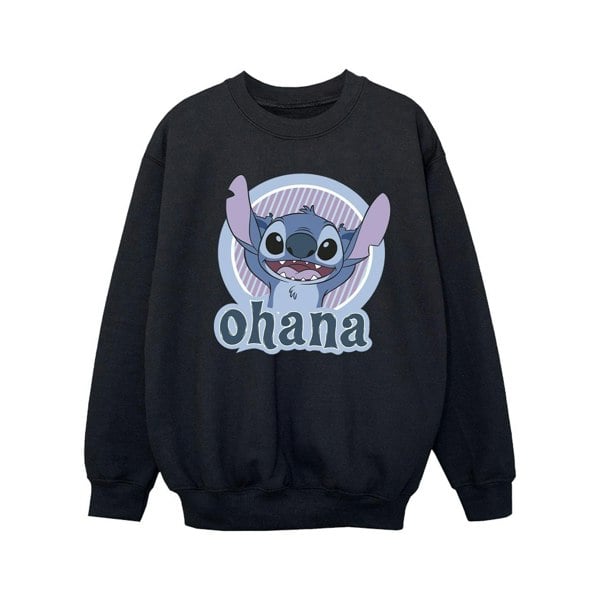Disney Girls Lilo And Stitch Ohana Circle Sweatshirt - Black