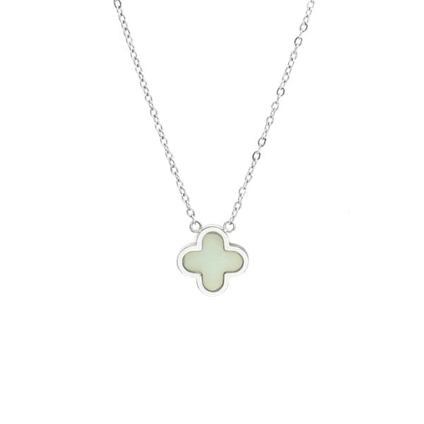 Say It With Jade Crystal Clover Necklace - Silver