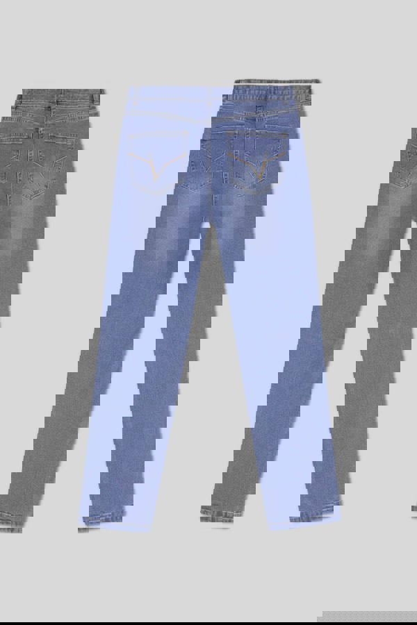 ENORSIA Blue Straight Fit High Rise Ripped Jeans