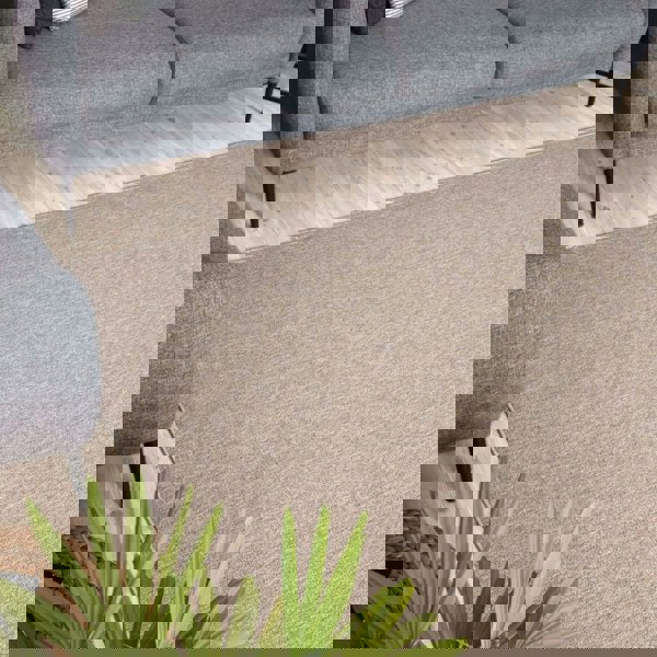 Beige Low Pile Area Rug Plain Design non-shedding