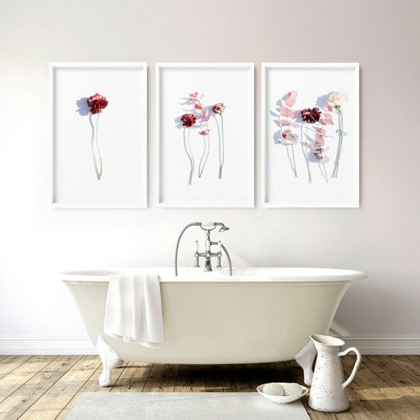 Bathroom wall hanging | set of 3 framed wall art