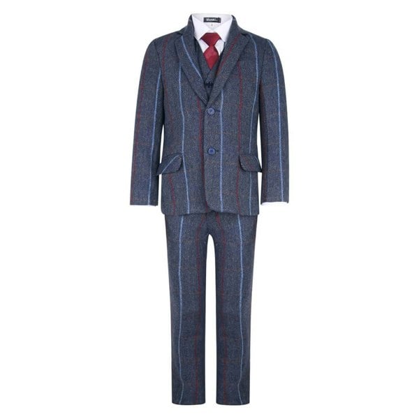 Peaky Rascals Arthur - Navy Tweed Check 5 Piece - UK Flower Girl Boutique