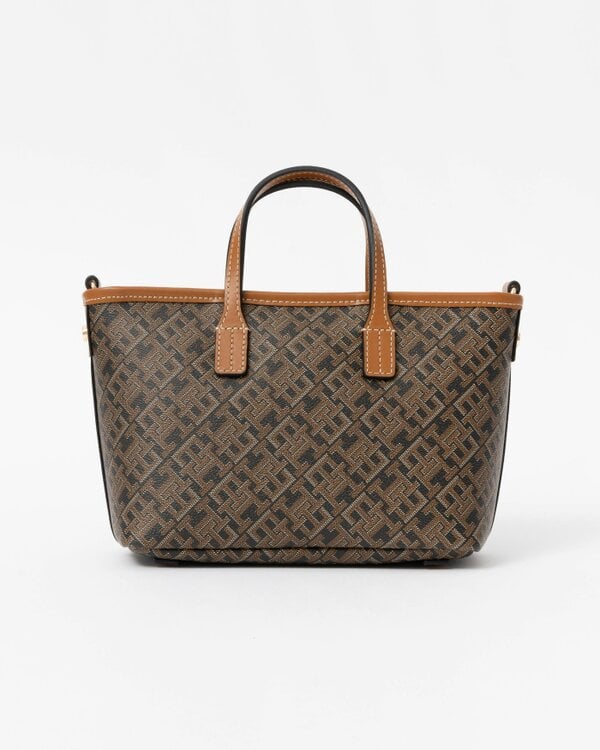 Tommy Hilfiger TH Monoplay Womens Mono Print Mini Tote Bag - Black Mix