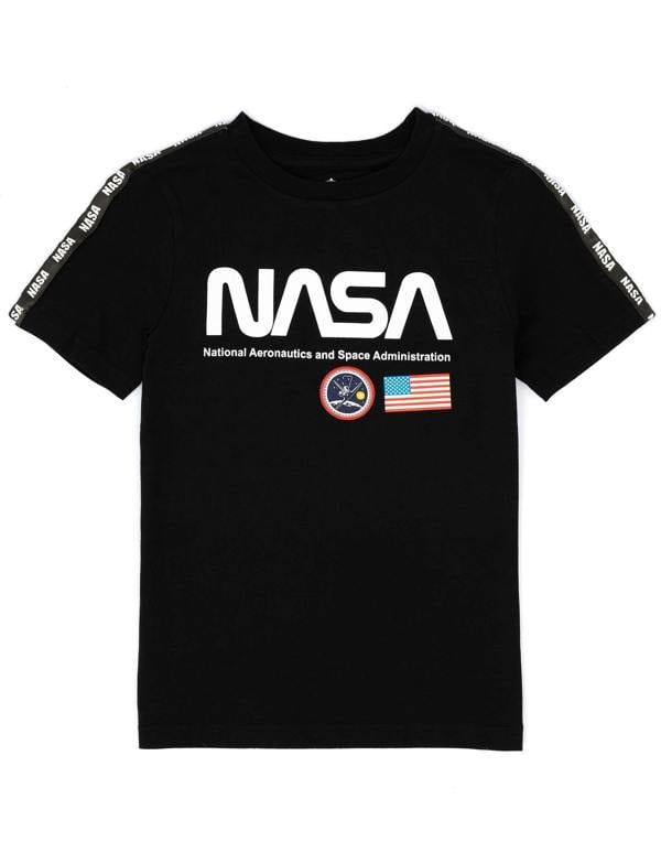 NASA Boys Black Short Sleeved T-Shirt