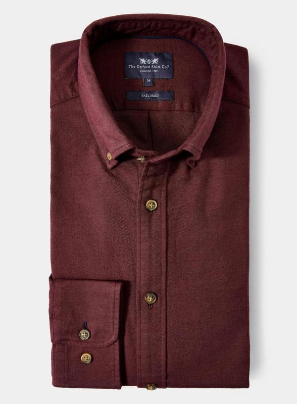 The Oxford Shirt Company Button Down Flannel Shirt - Burgundy