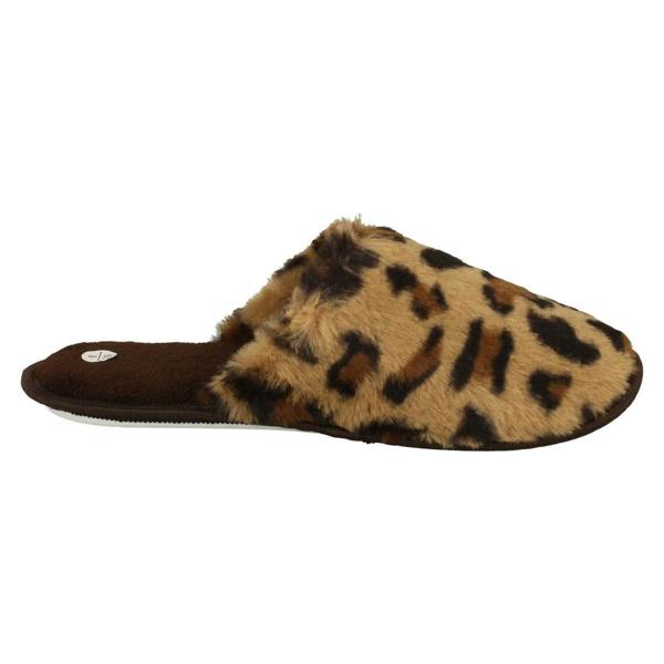 Spot On Ladies Spot On Leopard Detailed Mule Slippers X2114