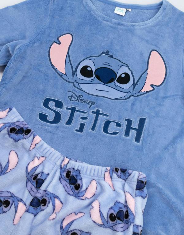 Disney Lilo & Stitch Womens Blue Character Long Sleeve Long Leg Pyjama Set