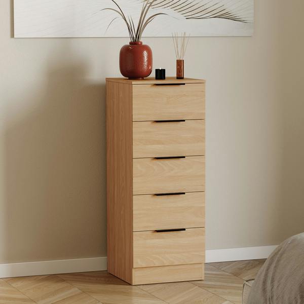 Vida Designs Trega 5 Drawer Narrow Chest, Black
