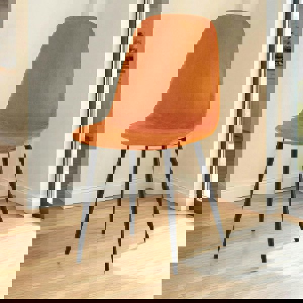 DS Living Luxe Dining Chair 4pc Apricot Orange Wood Printed Coating