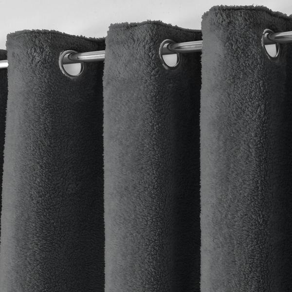 Velosso Teddy Fleece Lined Ring Top Thermal Insulated Curtains - Modern Luxury Room Curtains for Winter, Energy Saving and Cosy - 168cm x 229cm