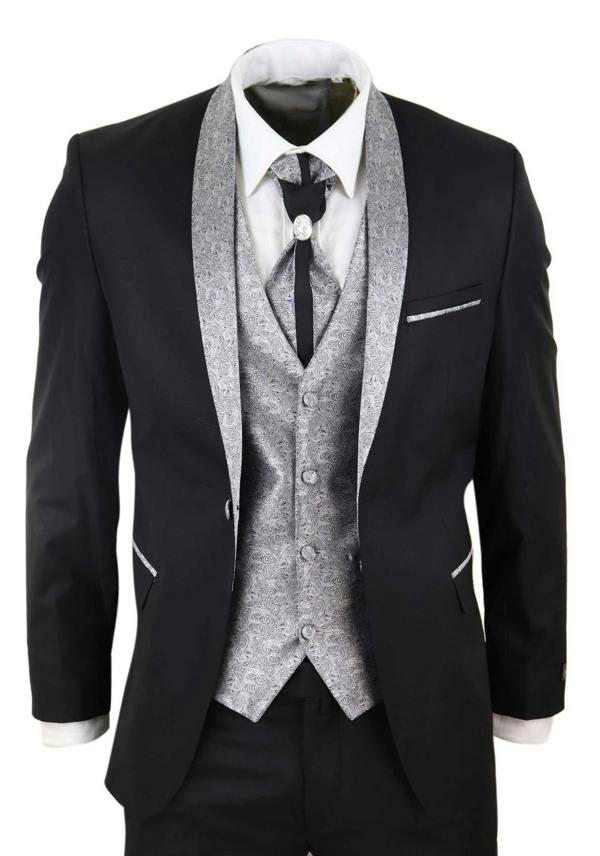 TruClothing Men's 4 PieceBlack Tailored Wedding Suit