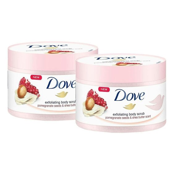 Dove Exfoliating Body Scrub 2x225ml with Pomegranate Seeds & Shea Butter Scent