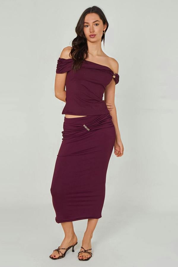 Urban Bliss Gold Trim Midi Skirt