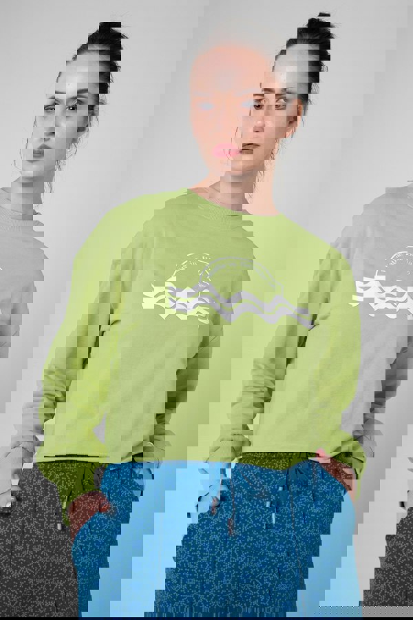 ENORSIA Raw Edge Chest Print Sweatshirt