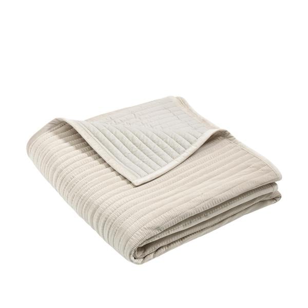 Catherine Lansfield Velvet Pinsonic Quilted Bedspread Natural