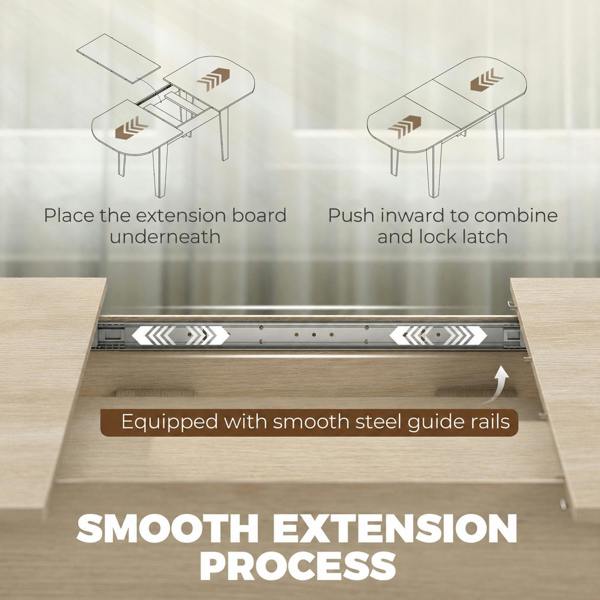 HOMCOM 140-180 cm Extendable Oval Dining Table for 4-6 Round Edges