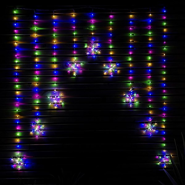 Samuel Alexander 1.2m Multi Colour LED Snowflake Curtain Lights Christmas Decorations