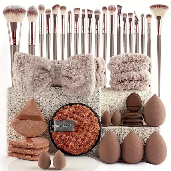 Dyzi 40-Piece Makeup Brush Set Soft Brushes Beauty Blender & Puffs