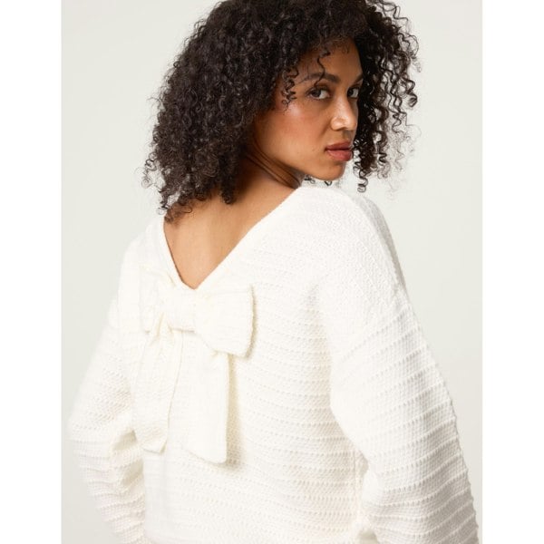 Blue Vanilla Round Neck Bow Back Detailed Jumper