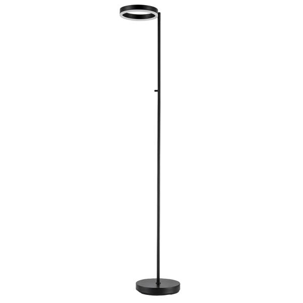 Modern LED Halo Ring Floor Lamp in Matte Black with CCT Dimmer Button Image 3