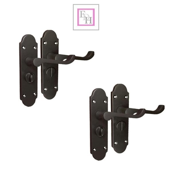 EDH Door Hardware Epsom Victorian Scroll Matt Black Plated Privacy Bathroom Handles Door Handles
