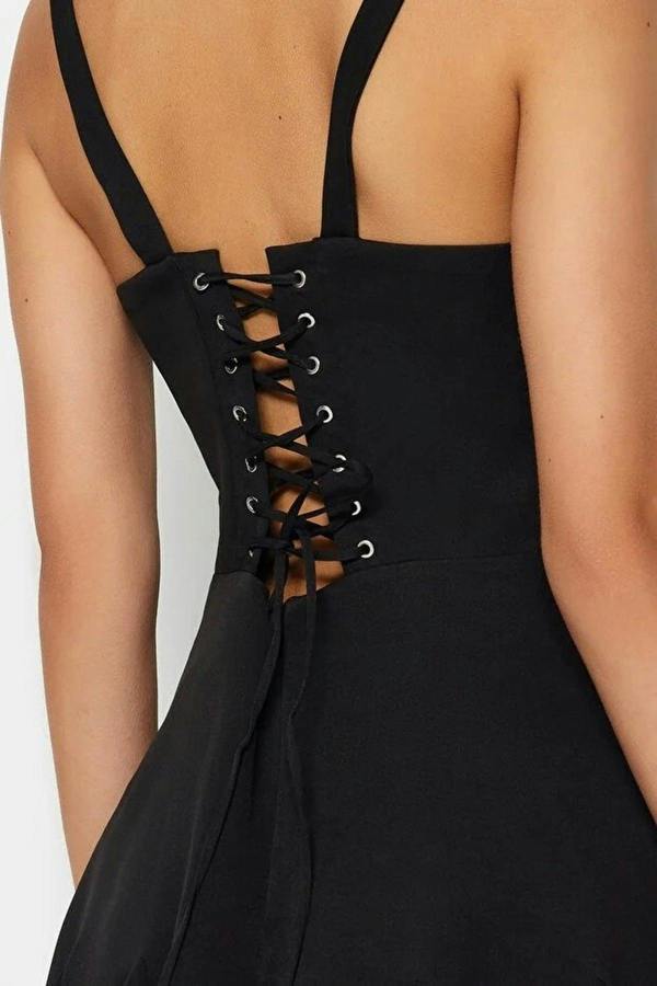 WOVCOR A-Line Lined Short Dress with Corset Detail