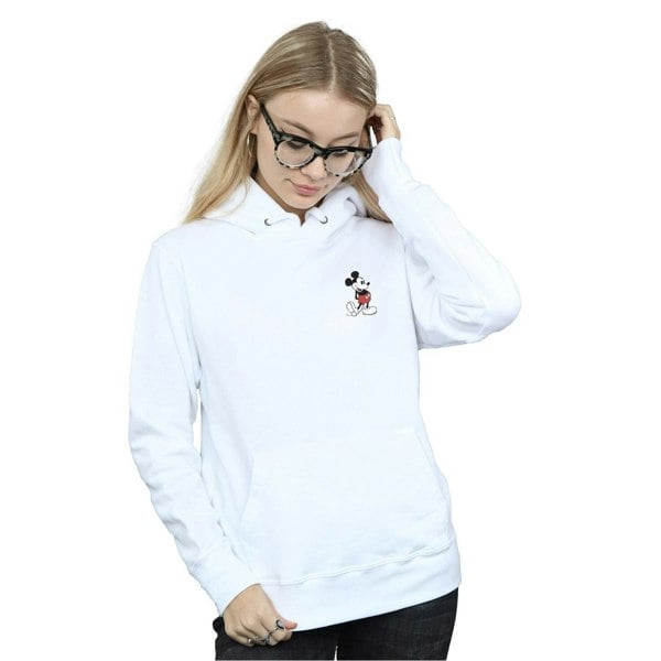 Disney Womens/Ladies Mickey Mouse Kickin Retro Chest Hoodie - White