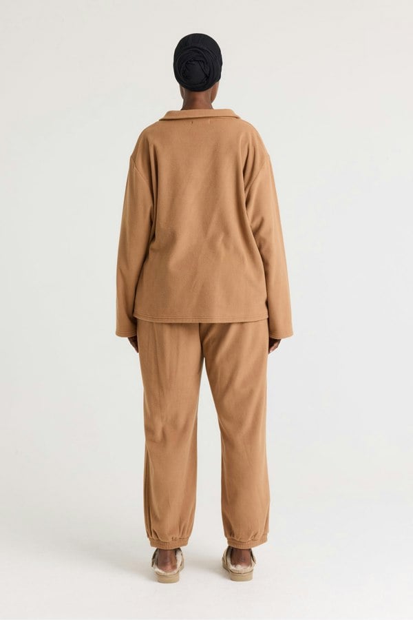 Fleece Lounge Set in Tan - Loungewear