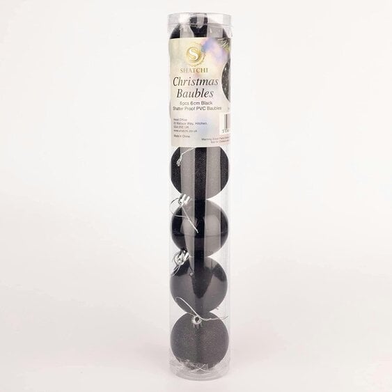 Shatchi Black Shatterproof Christmas Baubles in 6cm Pack Sizes for Tree, Garland and Seasonal Decorating