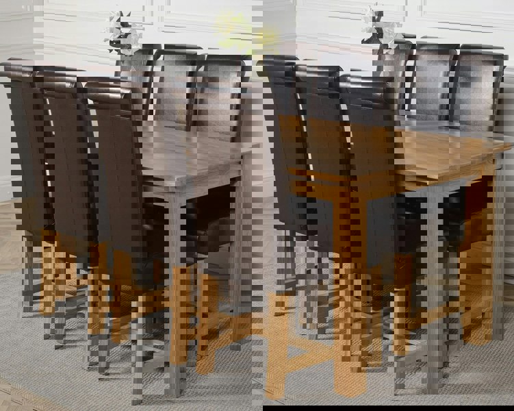 That's Furniture Oslo 180 x 90cm Large Oak Dining Set with Washington Leather Chairs