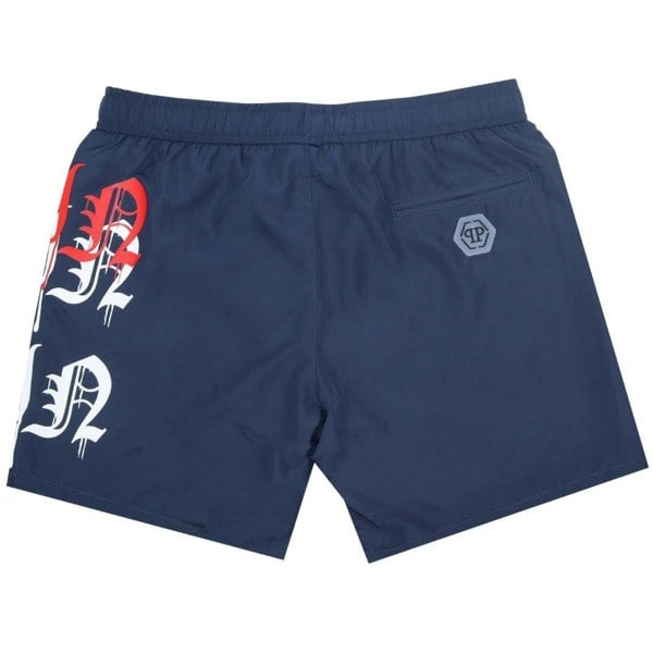 Philipp Plein Melting Logos Swim Shorts - Navy Blue