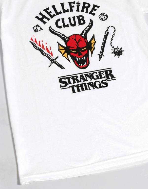 Stranger Things Unisex Kids White Hellfire Club Logo Print Short Sleeved T-Shirt