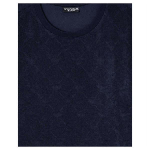 Emporio Armani EA7 Mens Diamond Jacquard T-Shirt - Navy - 