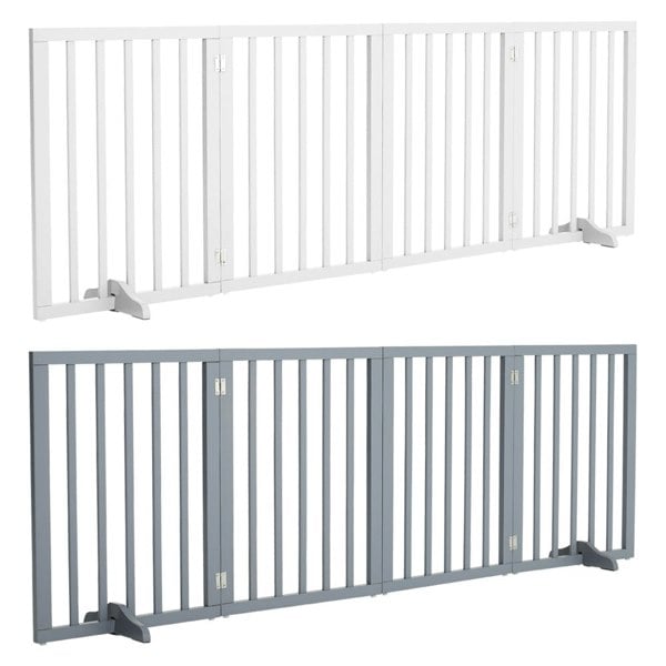 Living Room Safety Fence Wooden Folding 4-Panel Pet Gate Pet Supplies Living and Home