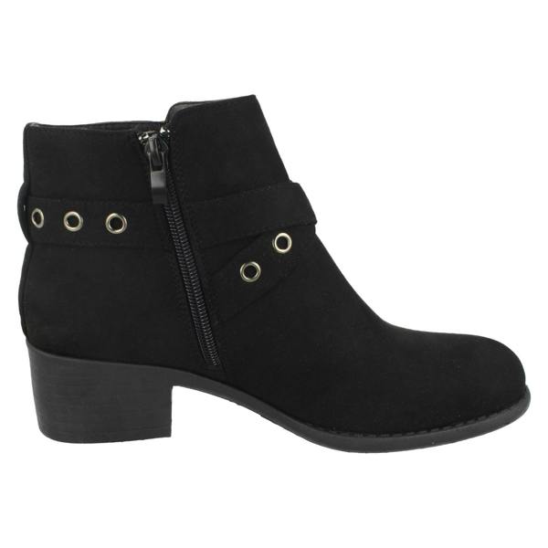 Spot On Ladies Spot On Ankle Boots With Buckle Detail