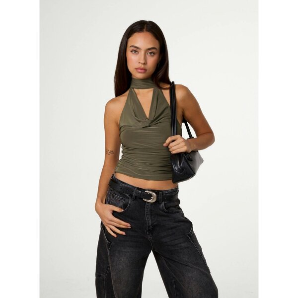 Pink Vanilla Slinky Choker Halter Neck Top