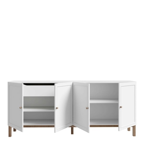 Furniture To Go Wensley 4 Door 1 Drawer Sideboard in Light Grey and Oak