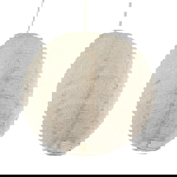 Chic Natural Linen Fabric Oatmeal Spherical Pendant Lighting Shade Image 4