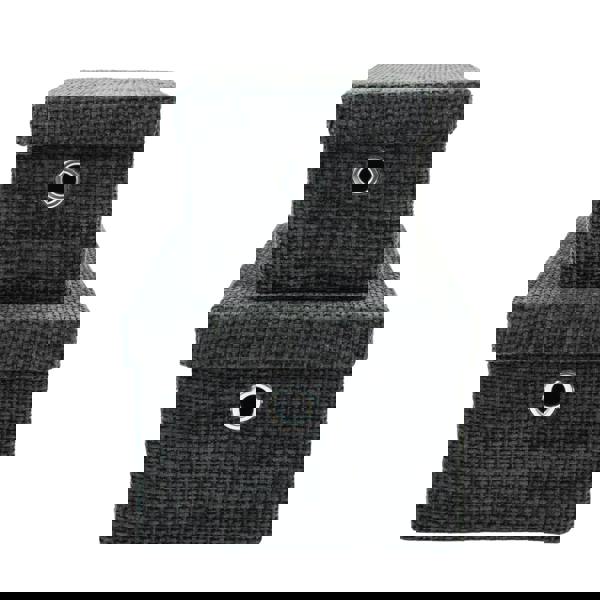 JVL Metro Rectangular Lidded Fabric Storage Baskets for Home Organisation, Set of 2, Black