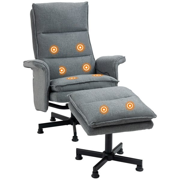 Massage Recliner Chair with Ottoman Set