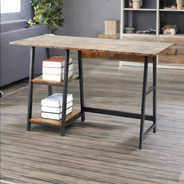 Rafaelo Mobilia Industrial Writing Desk With 2 Shelves