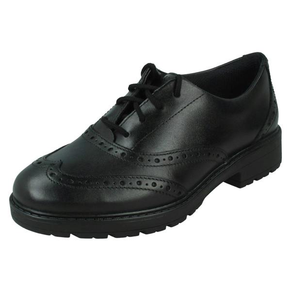 Clarks Girls Clarks Lace Up Brogue Detailed School Shoes Loxham Brogue Y