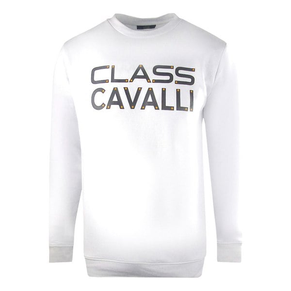 Cavalli Class Large Bold Logo Design Sweatshirt - White