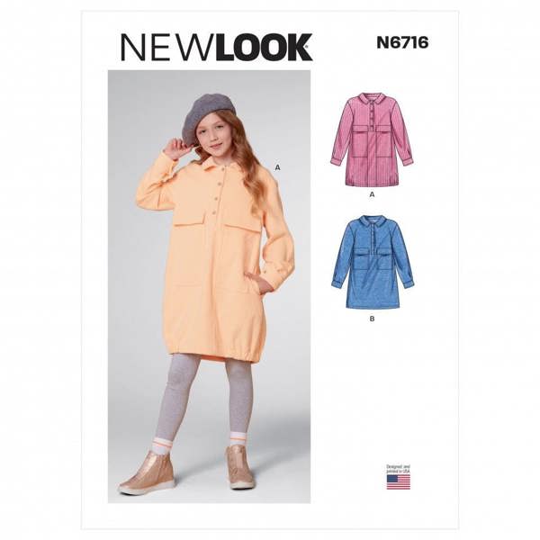New Look Sewing Pattern 6716, Dresses for Kids, Teenagers, A (3-4-5-6-7-8-9-10-12-14) - Intermediate