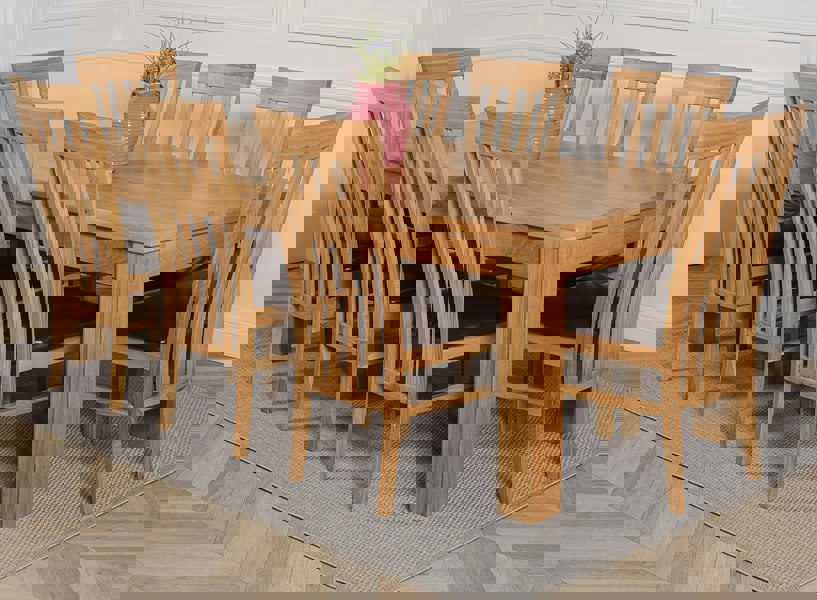 That's Furniture Dakota Extra Large Oak Dining Table with Harvard Oak Chairs