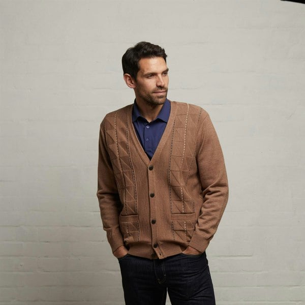 Gabicci G53M07 Mens Long Sleeve Knitted Cardigan Gabicci Classic - GRANOLA