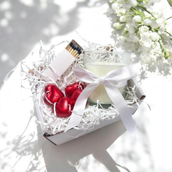 Aye Do Gifts White Ribbon Candle Gift Set White Ribbon | Keepsake for Friend, Family