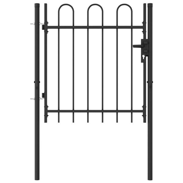 Berkfield Fence Gate Single Door with Arched Top Steel 1x1 m Black